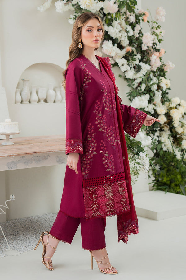 Ziva D # 339 - 01 | 3PC Luxury Lawn | Bamber Chiffon Embroidered Dupatta