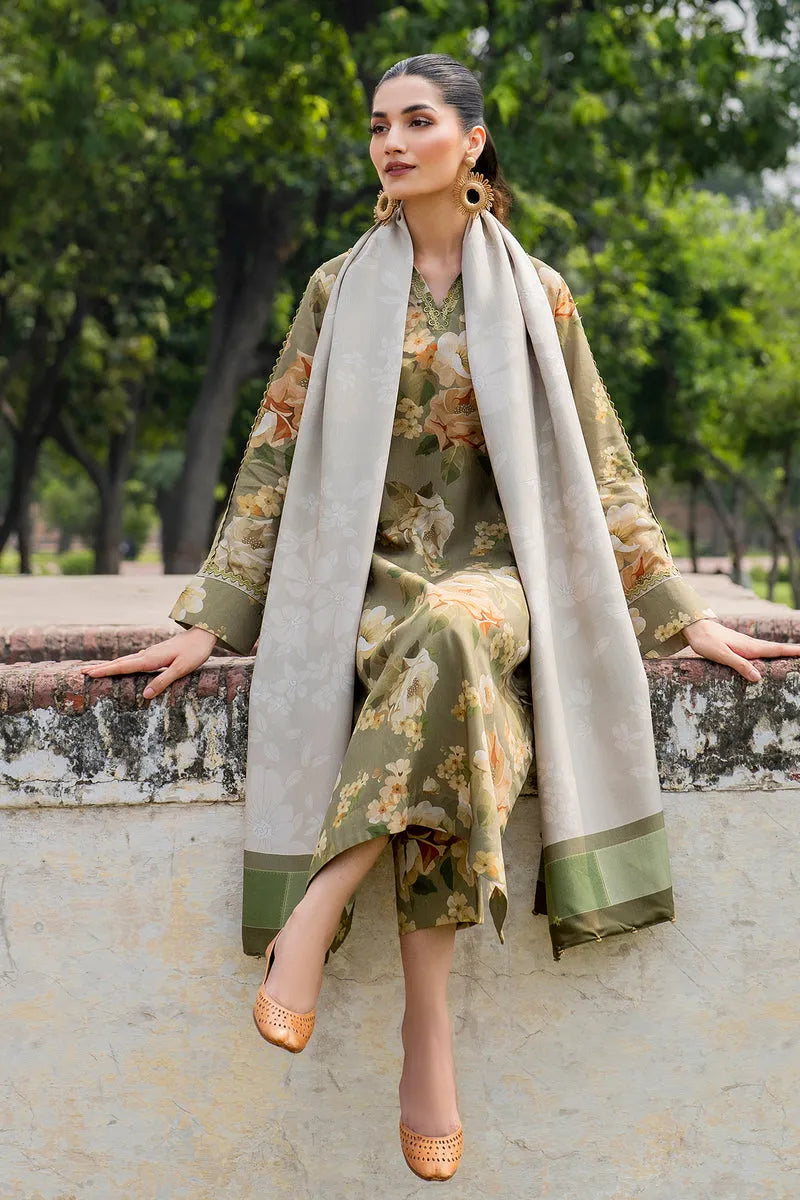 Baroque D # 160- 47 | 3pc Karandi | Digital Karandi Dupatta