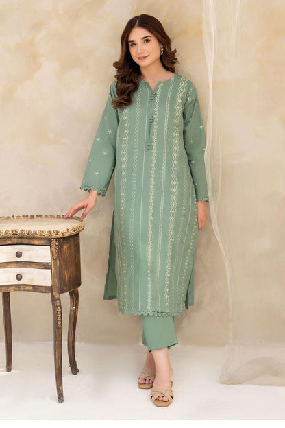 Lazuli D # 330- 01 | 2PC Luxury Lawn | Embroidered Shirt With Embroidered Sleeves With Embroidered Trouser