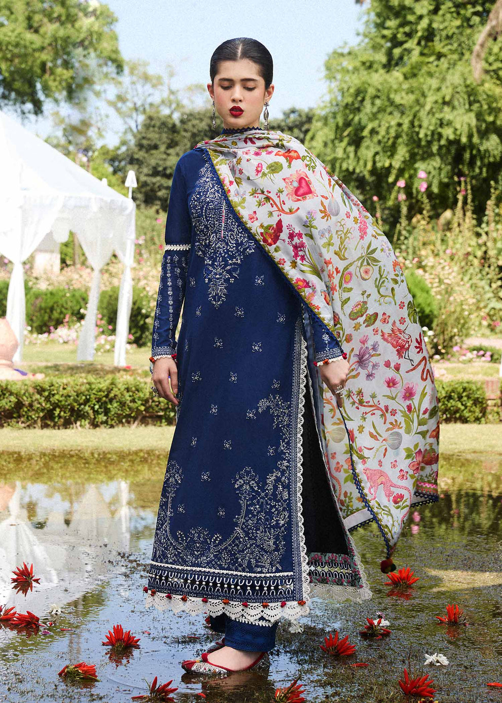 Ayan Saffana D # 164 - 01 | 3PC Luxury Viscous | Couture Print Shawl