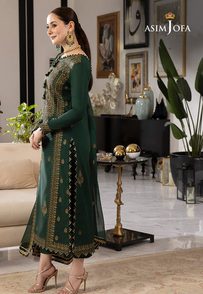 Asim Jofa D # 201 - 01 | 3pc Luxury Viscous | Chiffon Embroidered Dupatta