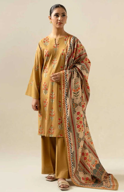 Zara Shahjahan D # 104 - 01 | 3PC Luxury Dhanak | Wool Shawl