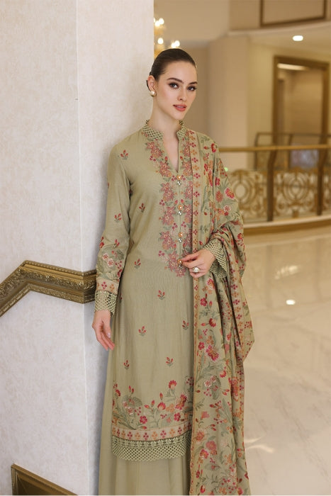 Bareeze B D # 192 -01 | 3pc Dhanak With Dhanak Embroidered Heavy Shawl