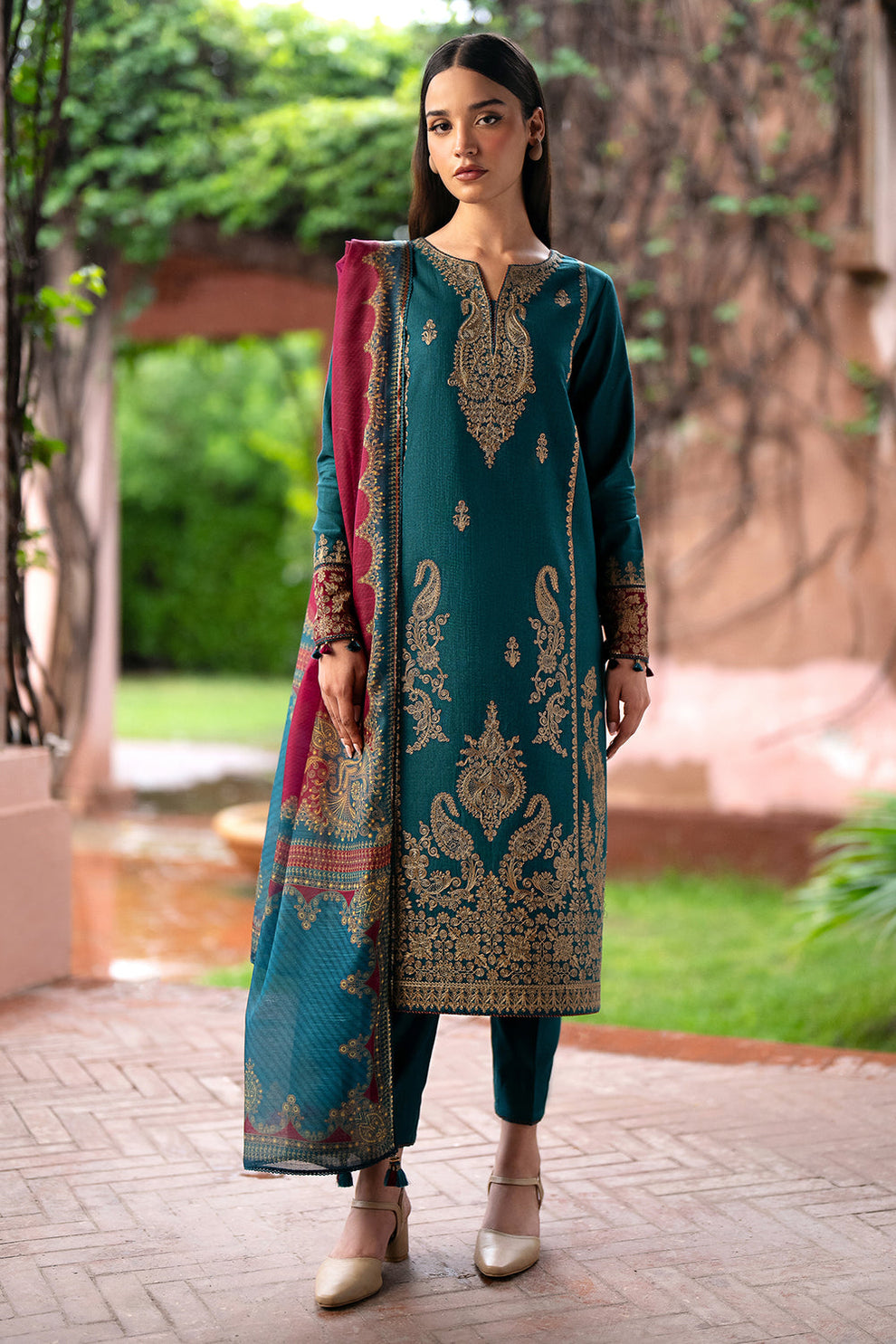 Jazmin D # 180 - 01 | 3PC Luxury Lawn | Monar Printed Dupatta