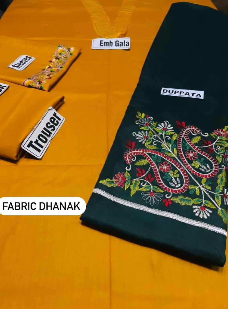 Aisling D # 22 - 03 | 3pc Dhanak with Embroidered Dhanak Dupatta