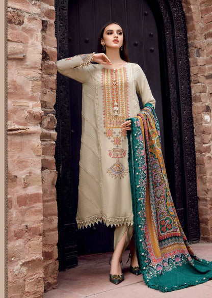 Maria B # 184 - 01 | 3PC Luxury Lawn | Monar Printed Dupatta