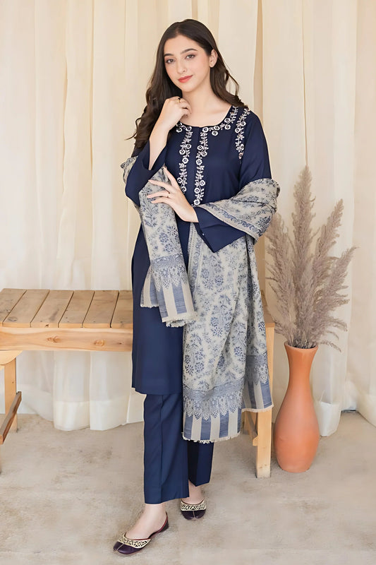 Aisling D # 22 - 10 | 3pc Dhanak with Printed Shawl