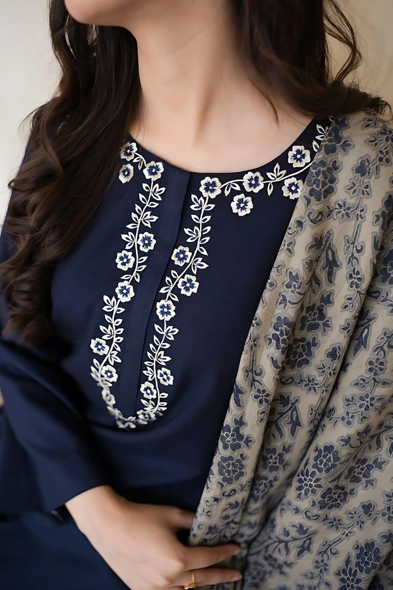 Aisling D # 22 - 10 | 3pc Dhanak with Printed Shawl